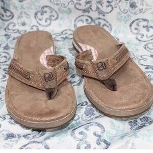 Sperry Top‎ Sider Sandals Womens Size 7.5 Tan Leather Flip Flop Sandals